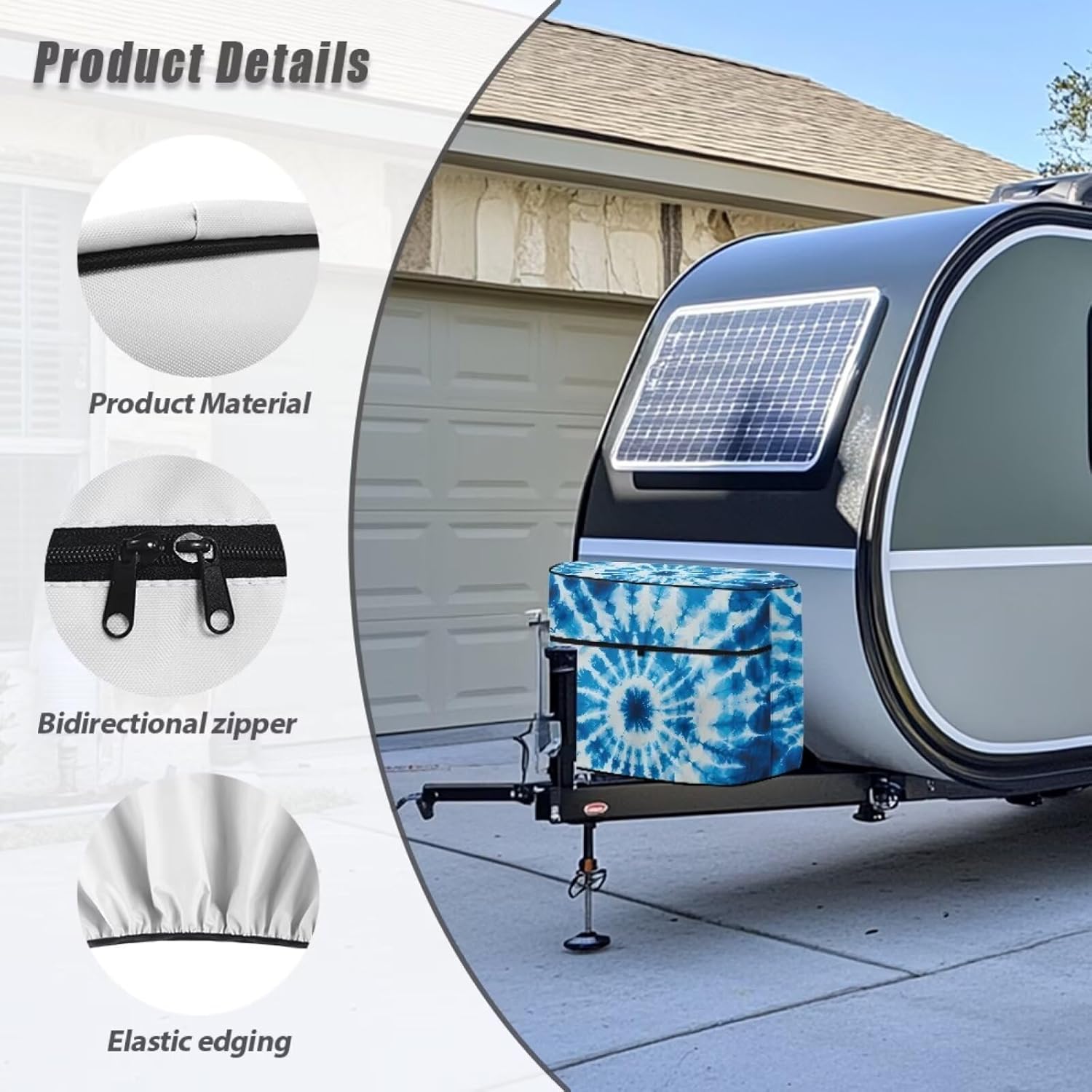 Pensura Propane Tank Cover for RV/Trailer/Camper, Waterproof Blue Tie Dye Propane Gas Tank Cover Fits Double 40LB, All Weather Protection Accessories