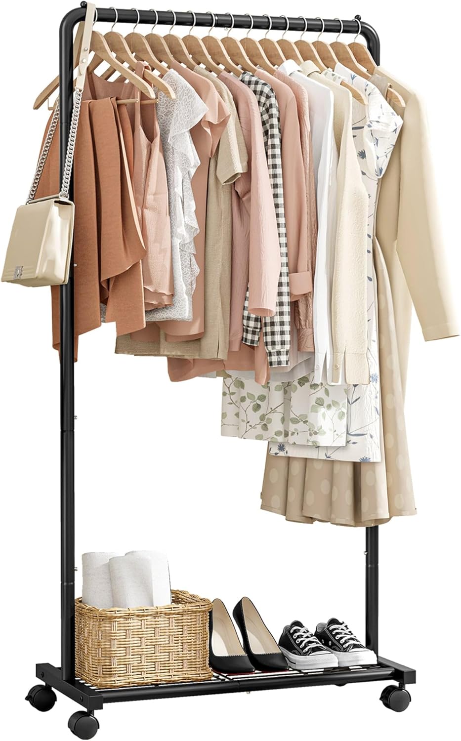 Clothes Rack - Clothing Rack with Storage Mesh Shelf