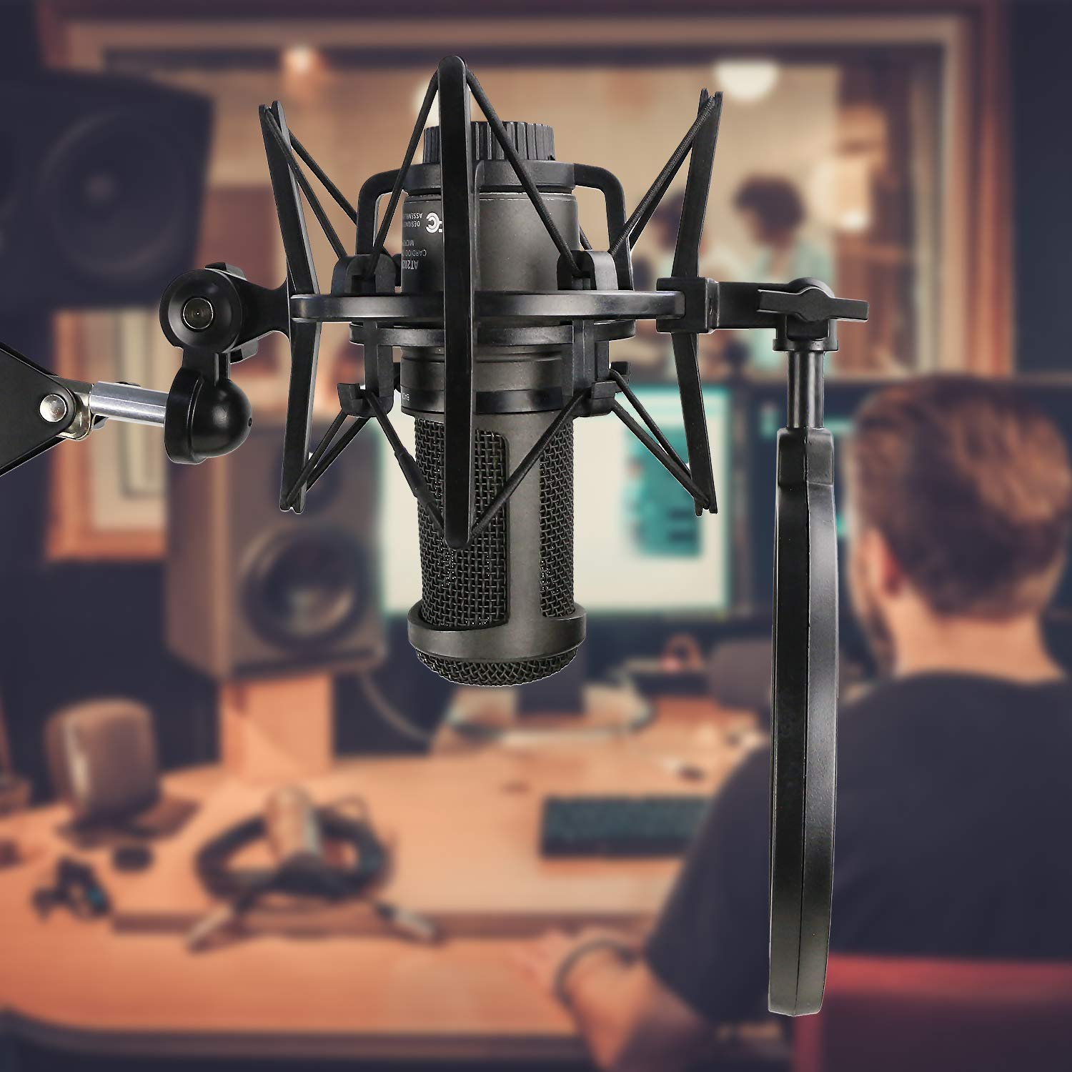 AT2020 Suspension Antichoc Professionnelle avec Filtre anti-pop pour Réduire le Bruit de Vibration du Microphone, Support Antichoc pour Micro à Condensateur AT2020 AT2020USB + par YOUSHARES