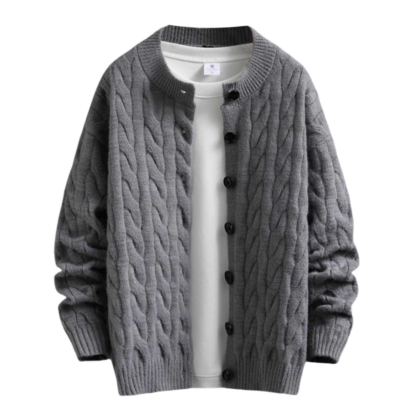 Genérico Cardigan Hombre Invierno, Chaqueta De Lana para Hombre con Cuello Jersey Elástico Manga Larga De Punto con Botones Elegante Y Ajustado Suéter Ligero Y Cárdigan Suéter Otoño Invierno