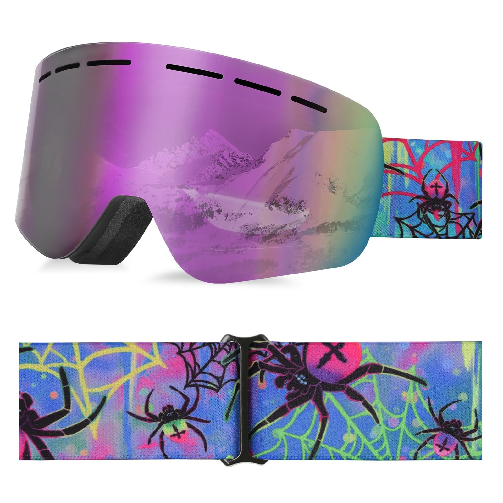 Gogle narciarskie dla dzieci, przeciwmgielne okulary snowboardowe z podwójną soczewką dla dzieci w wieku 6-14 lat, OTG, anty-100% UV 400, gogle śniegowe dla chłopców i dziewcząt, dla narciarzy