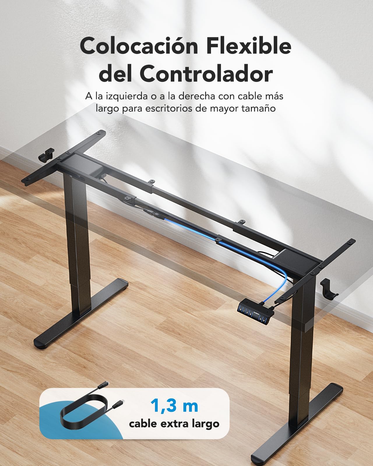 HUANUO Marco Escritorio Elevable Eléctrico de 2 Motores, Patas Mesa Escritorio con Forma en T de Acero de Grado Automotriz, Carga 120kg, Máx. 228 x 80 cm