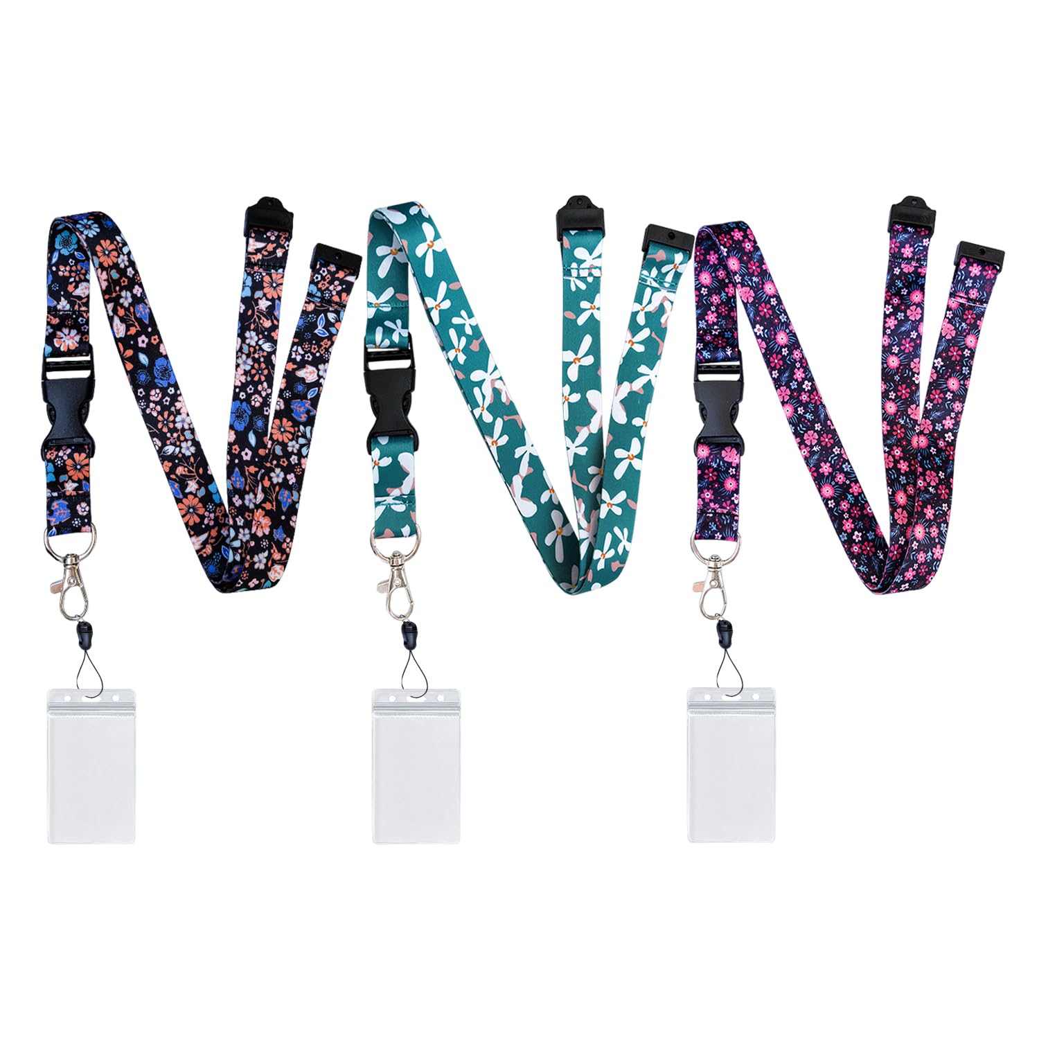 RNFKSU 3 Pieces Of Hard Card Holder Lanyard, Plastic Id Protective Cover, Thumb Slot Design, Durable Lanyard Set, Quick Release Neck Lanyard.