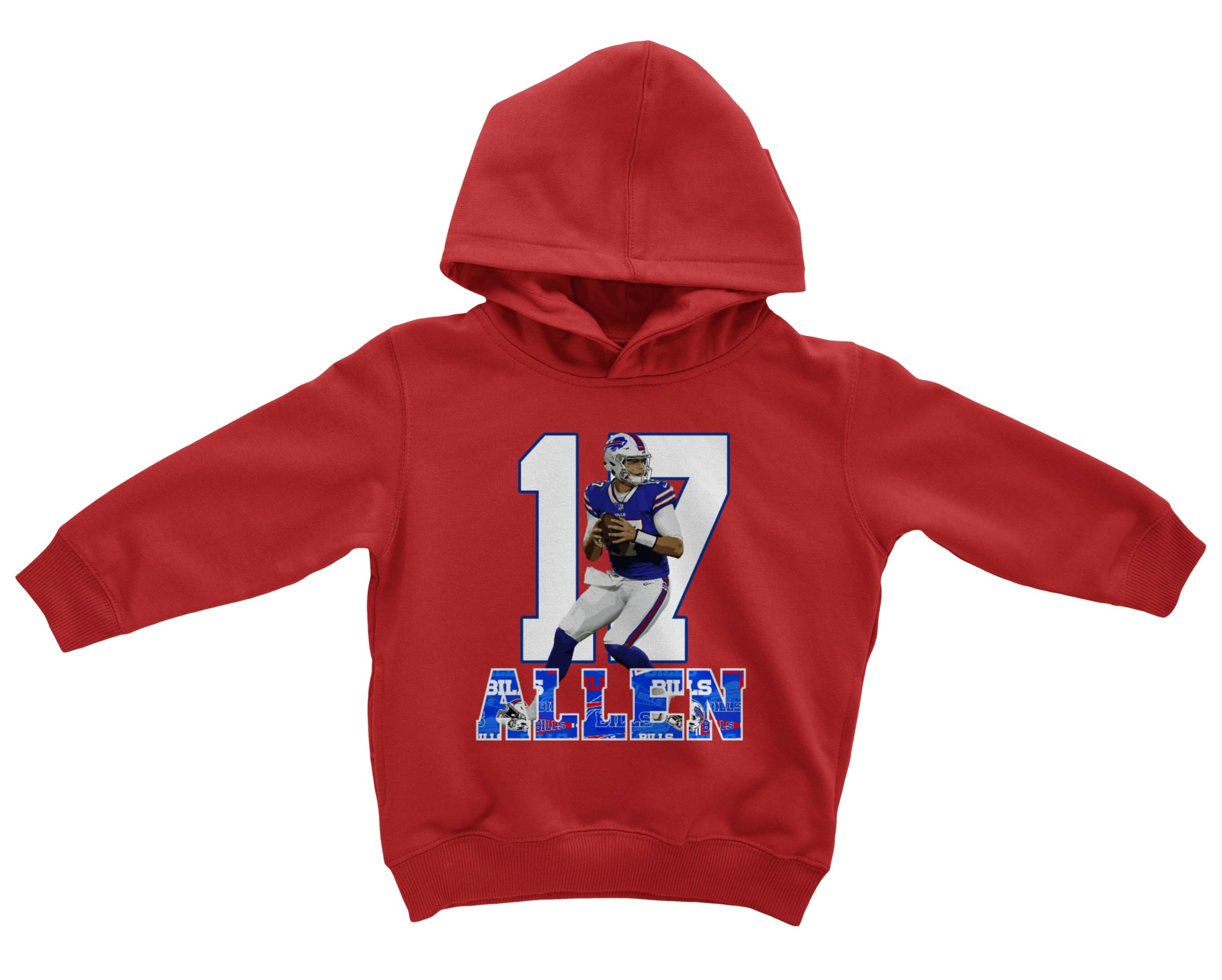 Buffalo Star Quarterback Player Allen 17 Tribute Toddler Hooded Sweatshirt (Red, 5T)