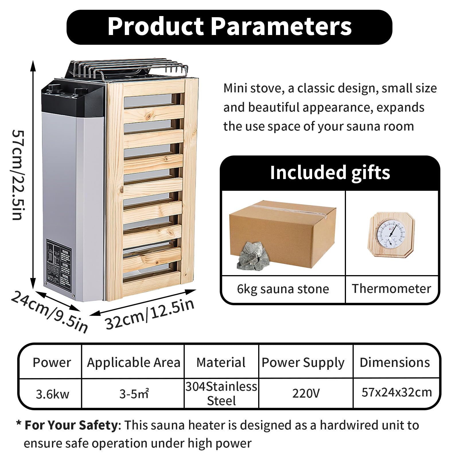 Poêle De Sauna 220 V, Poêle De Sauna électrique 3 KW en Acier Inoxydable, Poêle De Sauna pour Bain De Vapeur, Contrôle De La Température Et Minuterie, équipement De Sauna