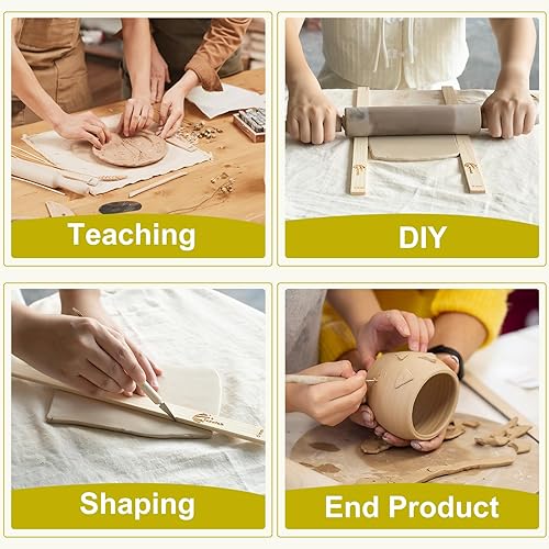 Miniatura 9 de 10 guías de barro de cerámica, herramienta de arcilla, rodillo de arcilla de 5 tamaños para grosor de arcilla preciso, herramientas de cerámica