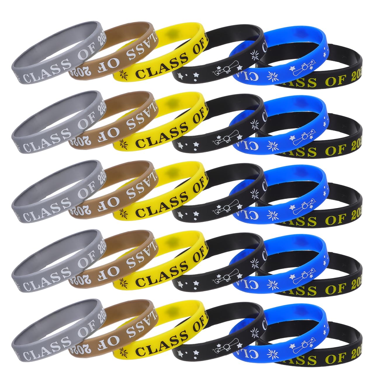 POPETPOP 30-Pack Class of 2026 Silicone Wristbands – Waterproof Rubber Leavers Bracelets Bulk for Graduation Party Decorations & Student Gift