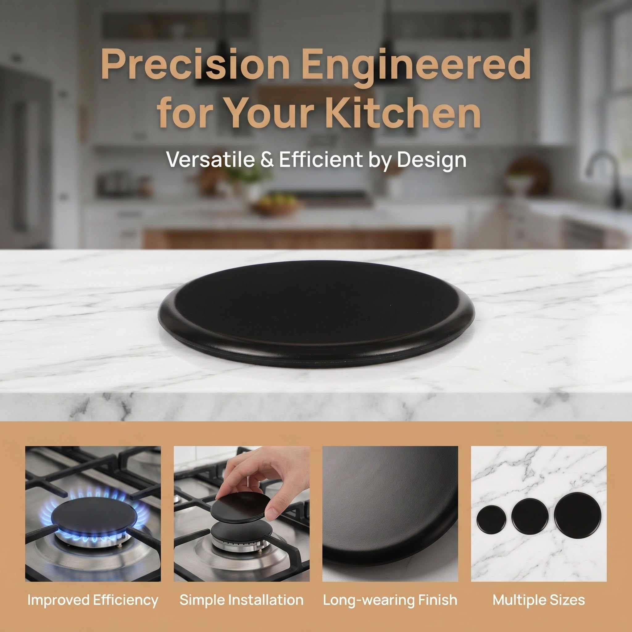 Kit de Reemplazo de Quemador de Gas para Estufa 4 Piezas en Aluminio y Hierro, Diseño y Fácil Instalación para Cocina de Gas