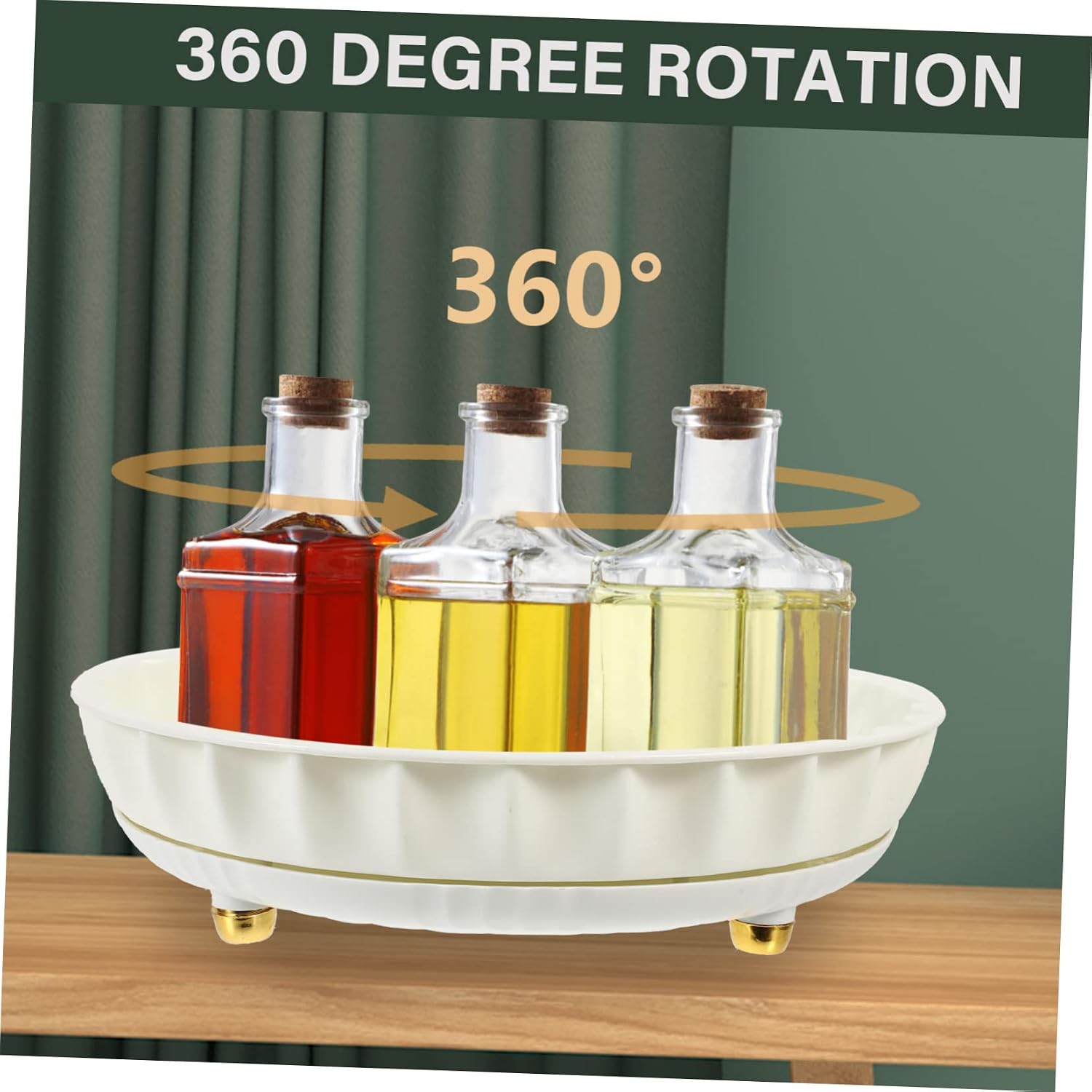 OUNONA Rotating Spice Storage Rack Turntable Organizer for Kitchen Supplies Multifunctional Seasoning Container Easy Access Spice Holder for Daily Use image 3