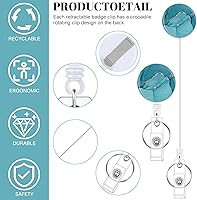 Vista 3 de Juego de 3 portatarjetas de alta resistencia con carrete retráctil, soporte retráctil de mármol para tarjetas de identificación con clip, funda
