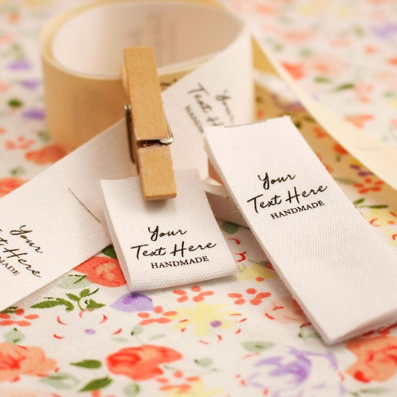 Etiquetas de algodón personalizadas, etiquetas de tela personalizadas,etiquetas para ropa personalizadas,etiquetas para ropa personalizadas coser (50 pcs,25mm x (50 + 20mm))