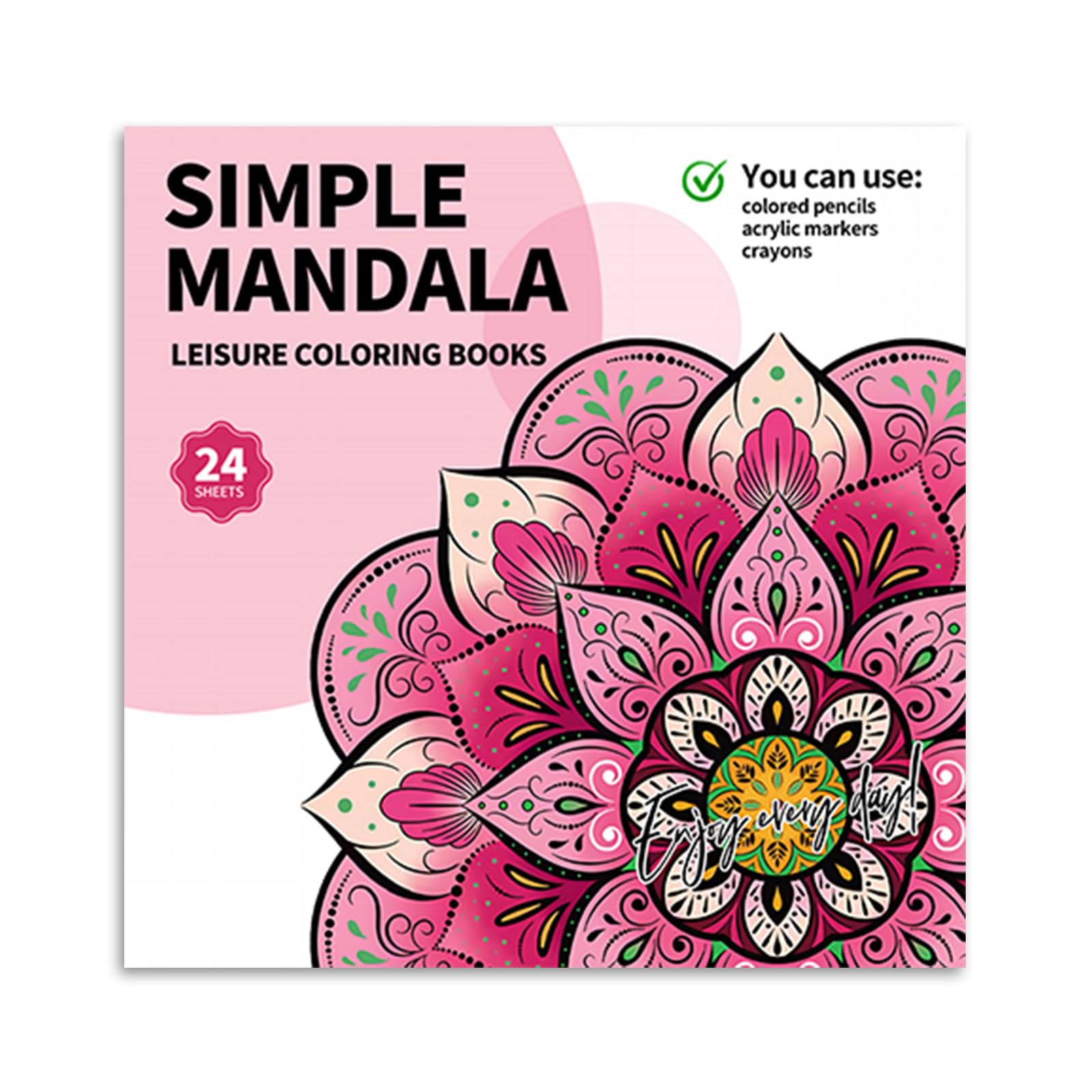 Mandala Adult Colouring Books, Gradient Pattern Colouring Book for Beginners & Women, Thick Paper Art Book for Mindfulness, Stress Relief Activity for Home and Office, Cosy Gift Relaxation