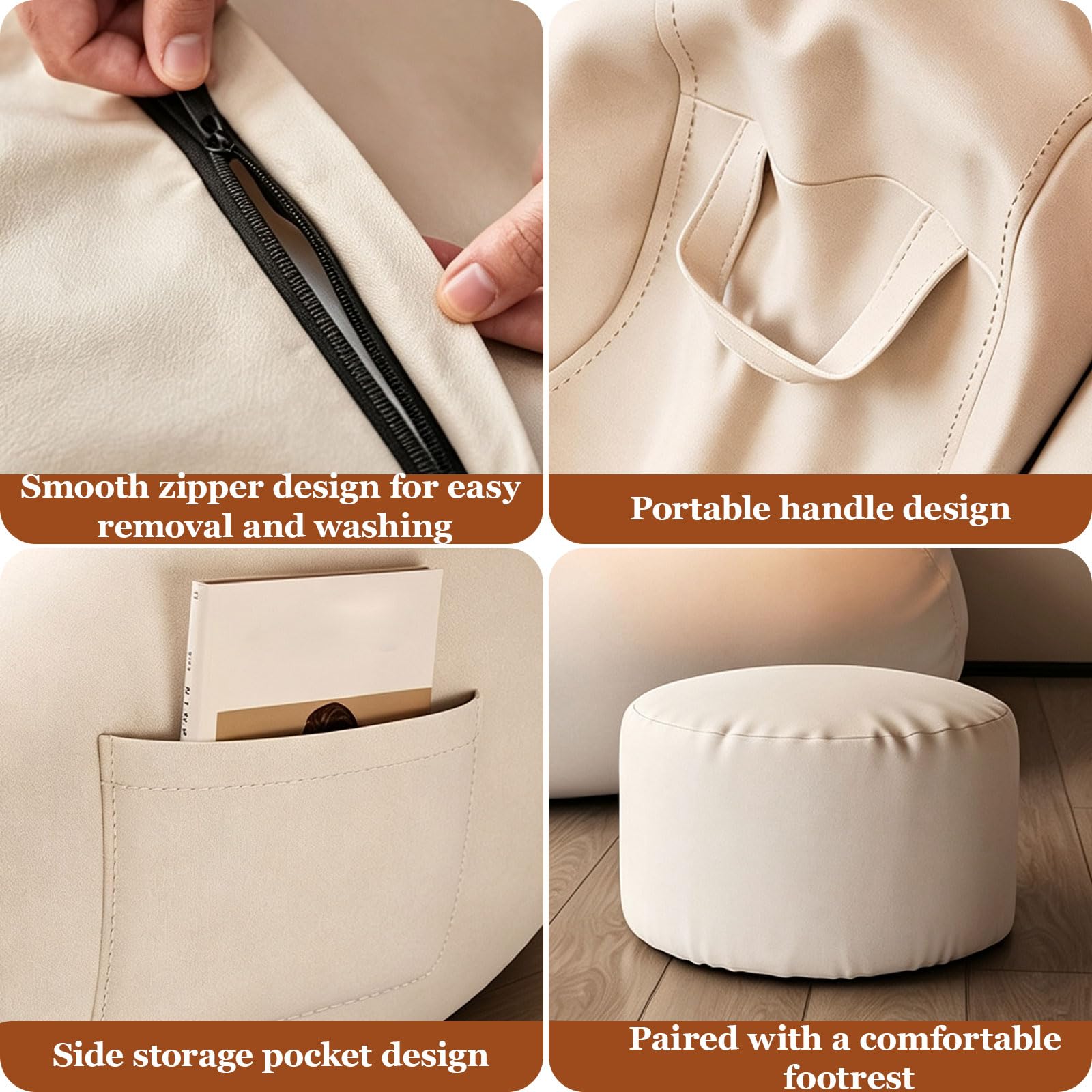 Sitzsack XXL für Erwachsene mit Ottoman