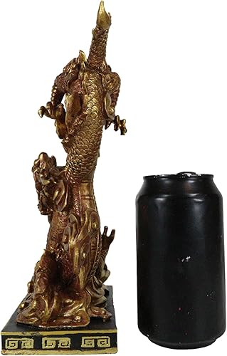 Miniatura 8 de Ebros Gift Estatua decorativa del rey dragón dorado con base de pedestal negro de 10.25 pulgadas de alto, estatua oriental legendaria de Yin Yang de