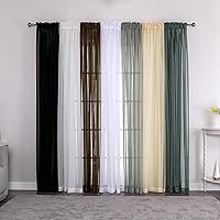 Vista 11 de JUSPURBET 2 cortinas traslúcidas para ventana, panel de cortina semitransparente sólido de lujo para sala de estar, dormitorio al aire libre, 59 x