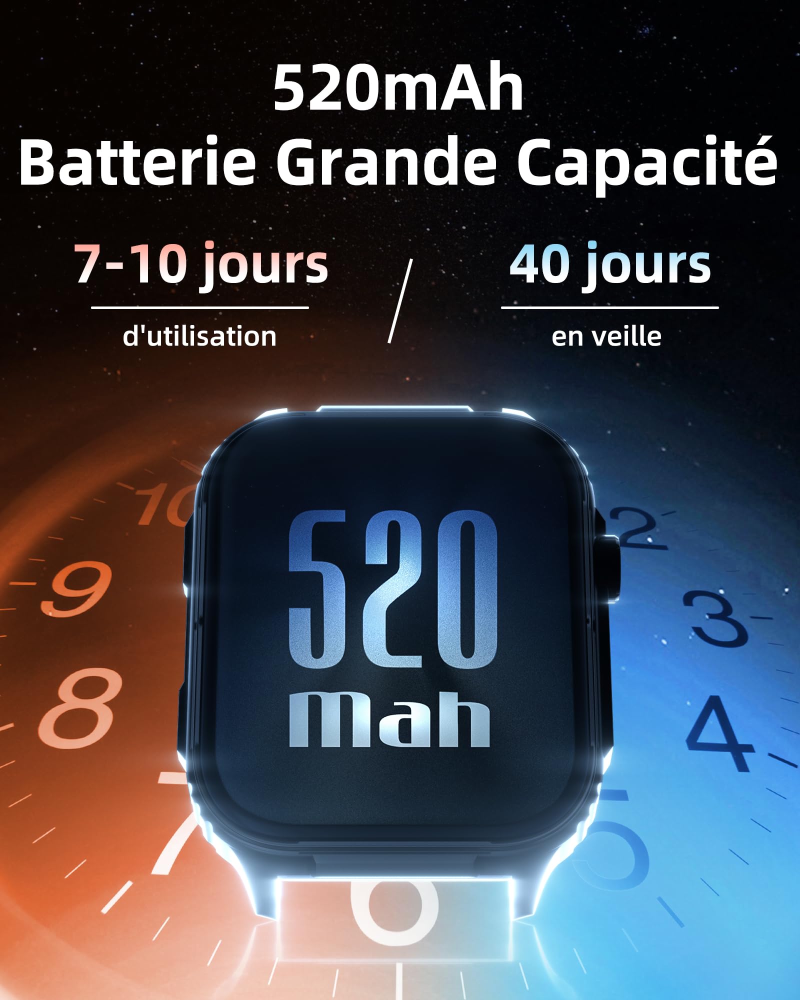 Parsonver Montre Connectée Homme avec GPS Intégré, Autonomie de 10 Jours | Smartwatch avec Boussole, 400+ Cadrans, 100+ Sportifs, Appels Bluetooth, Fréquence Cardiaque, Sommeil (Noir, 1.95")
