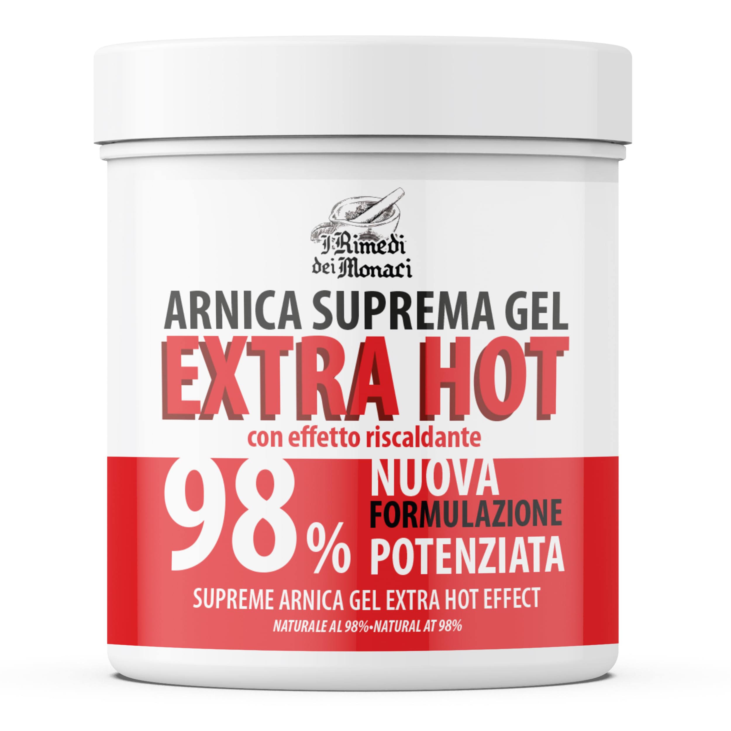 ARNICA SUPREMA GEL 98% SUPER RISCALDANTE – Formula Potenziata con Arnica Montana, Artiglio del Diavolo e Canfora – Sollievo per Muscoli e Articolazioni – Crema Riscaldante, Extra Forte – 550ml