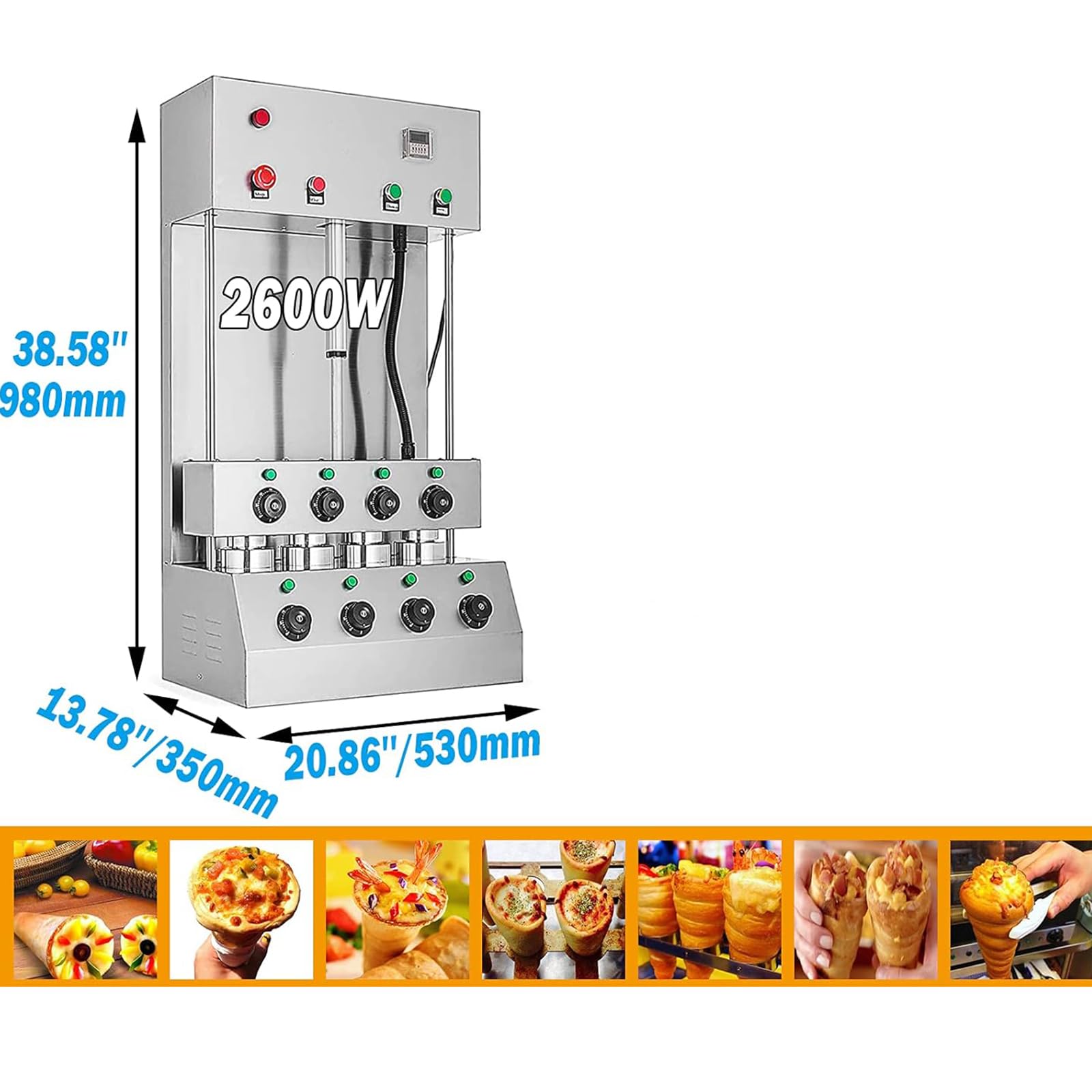 Máquina para Hacer Conos de gofre, máquina eléctrica para Hacer Conos de gofre para Helado con Dispositivo de Alarma automático, Control de Temperatura Independiente y Salida de 10,