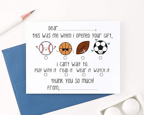 Miniatura 2 de Sports Fill In Thank You Note Cards for Boys, Kids Thank you Cards Fill In the Blank Thank You Cards for Kids, Kids Thank You Cards with Envelopes