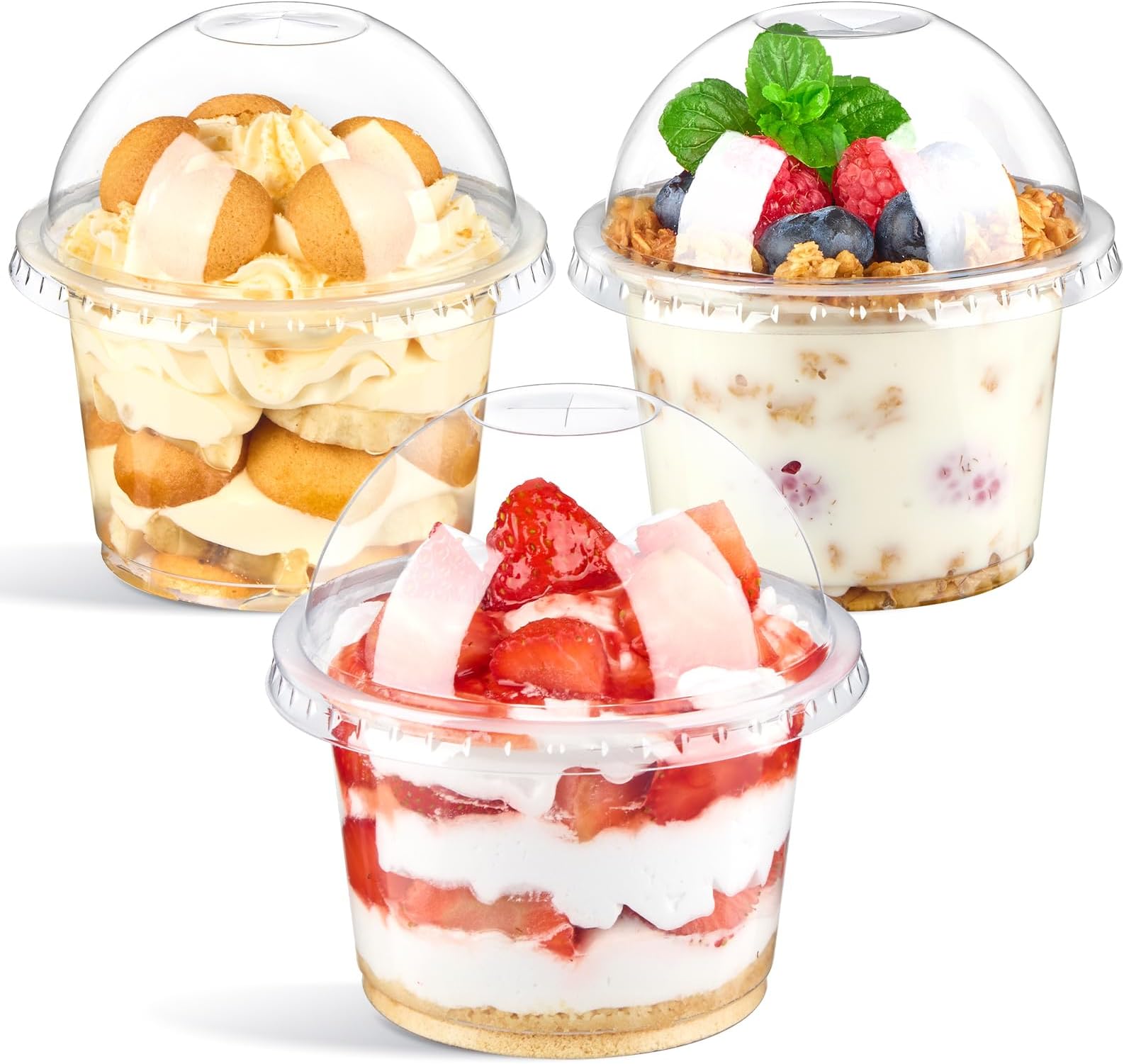 50 Sets, 9 Oz Clear Plastic Cups With Dome Lids (No Hole) - Disposable Cups For Ice Cream,Cake,Fruit,Parfait, Dessert, Pudding And Jello Shot - View #5