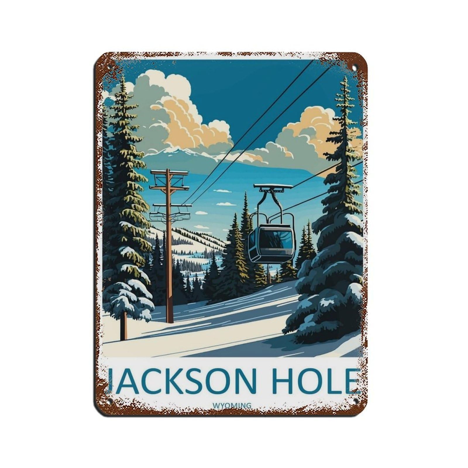 Jackson Hole Travel Art Ski Art Lover Gift (44) Tin Sign Vintage Metal Pub Club Cafe Bar Home Wall Art Decoration Poster Retro 12x16inch(30x40cm)
