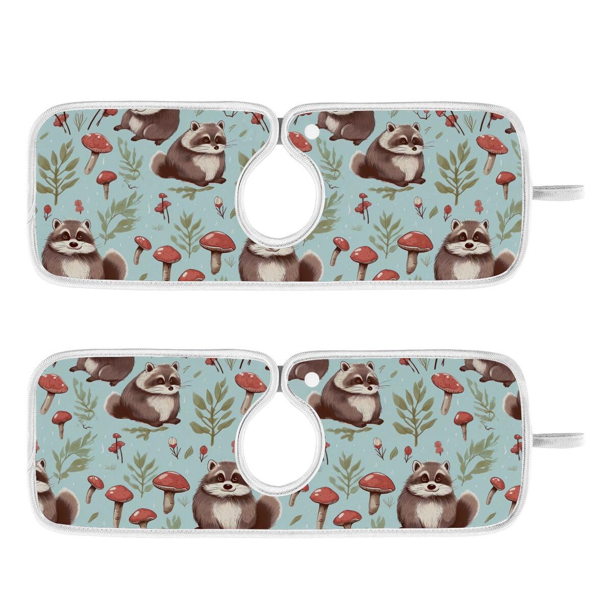 FULUHUAPIN 2 Pack Raccoon Kitchen Faucet Splash Catcher Absorbent Mat, Polyester Sponges Machine Washable Quick Dry Drying Mat, Sink Accessories 30'' x 5'' 20324465
