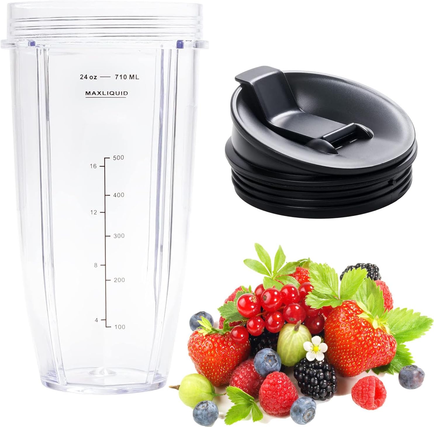Replacement Blender Cup with Lid 24 Oz Cups For Ninja Auto iQ BL480 BL482 BL642 BL682 BL450 BN401 BN751 BN801 Foodi SS351 SS151 SS401 Ninja Blender Replacement Parts 24oz Cup with Sip & Seal Lid