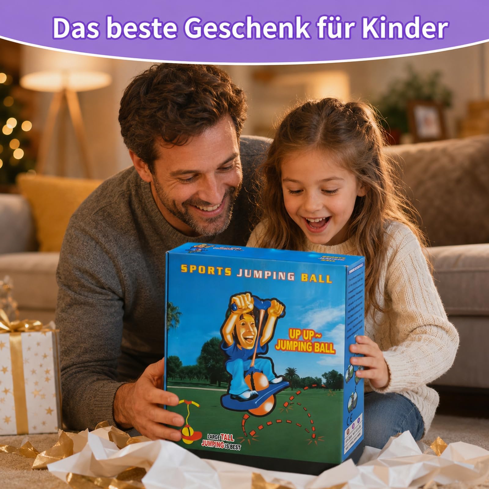 Balance hüpfball, Pogo Sprungball, Pogo Stick für Kinder, Pogo Ball mit Griffen, 90kg Tragkraft, zur Gleichgewichtstraining, Gewichtsreduktion und Fettverbrennung, Geeignet für Kinder (Lila)