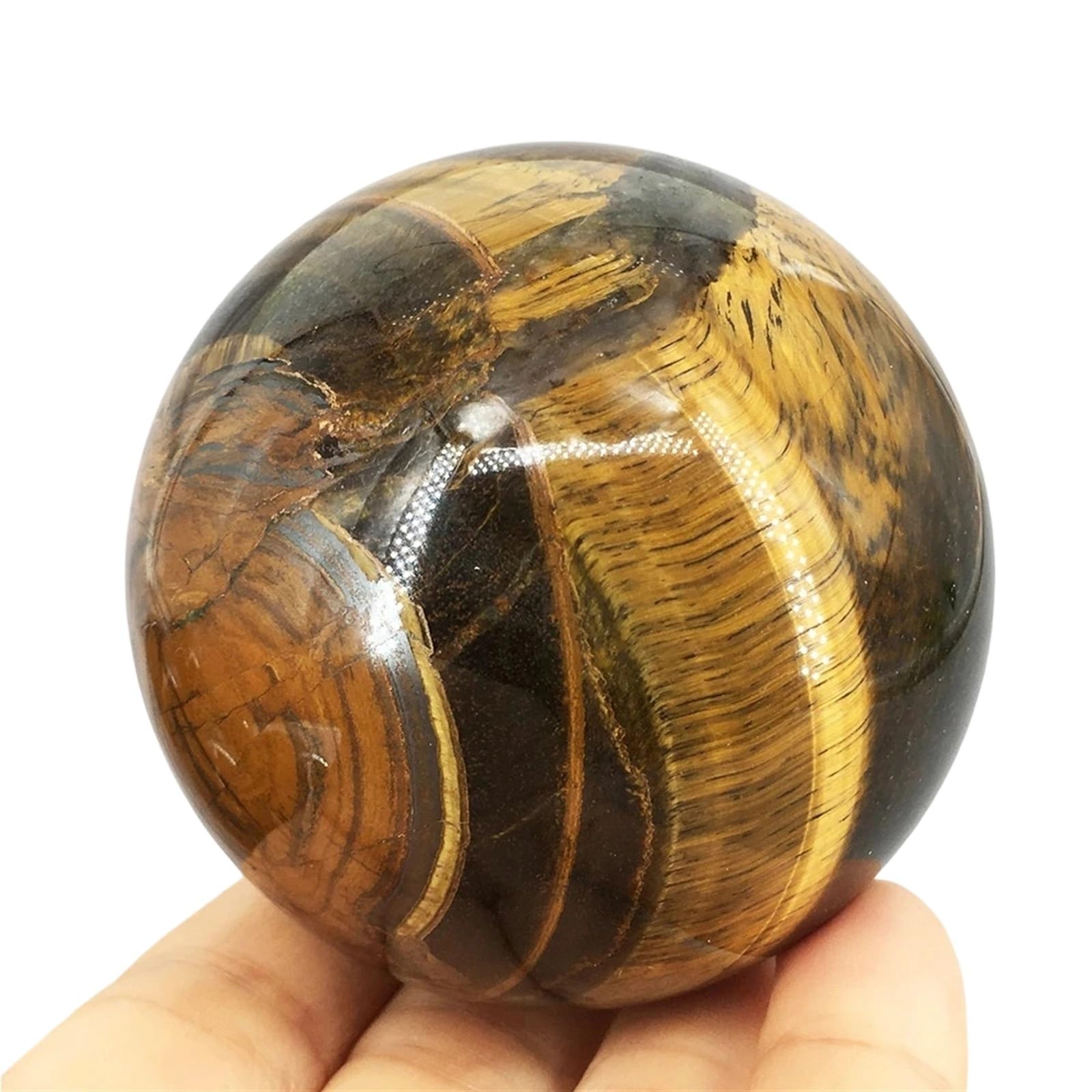 HAOYUNS Beautiful Natural Tiger Eye Crystal Ball Polished Quartz Sphere for Meditation and Home Decor(Diameter 65-70mm)