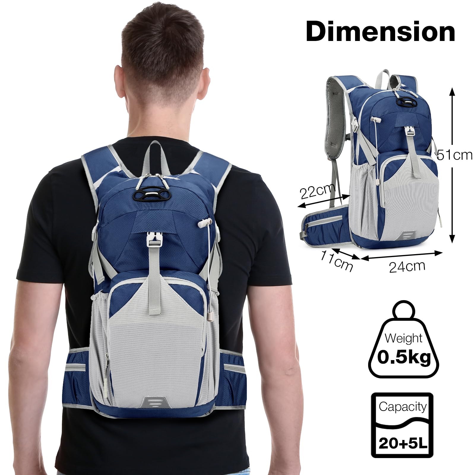 Mochila de ciclismo transpirable impermeable, mochila de bicicleta de montaña con funda para casco, mochila de hidratación térmica para MTB, correr, senderismo, esquí, caminata