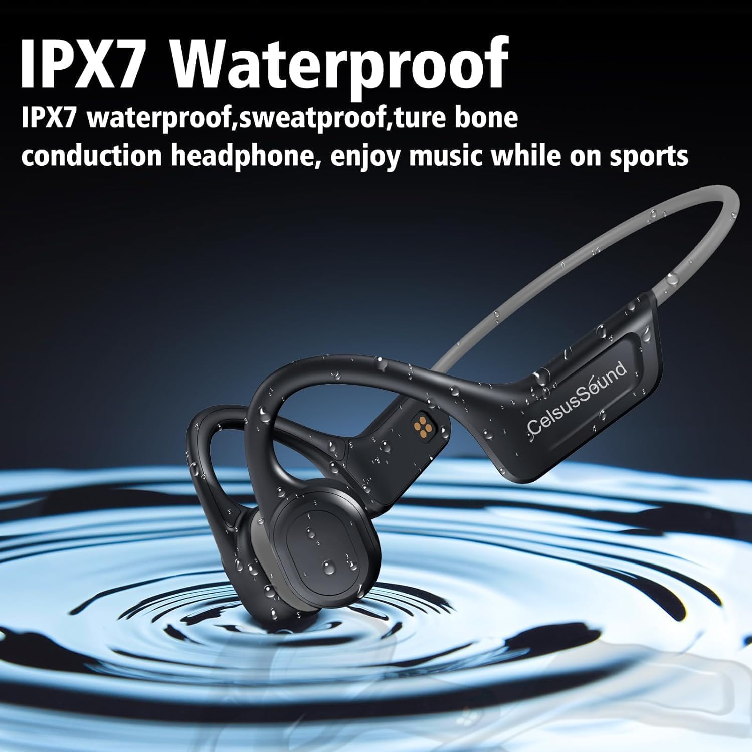 Cuffie a conduzione ossea, auricolari wireless impermeabili IPX7, auricolari aperti Bluetooth 5.3 con microfono, 10 ore di riproduzione per corsa, ciclismo, escursionismo, palestra,