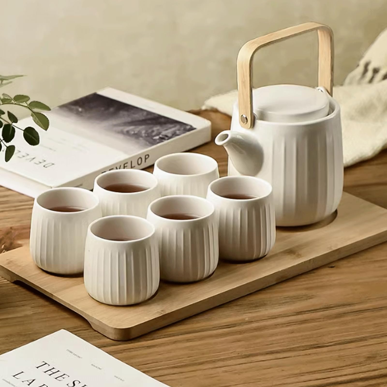 Zestawy do herbaty Porcelana, podróżne zestawy do Chiński styl Vintage Travel Premium Tea Pot Set Kung Fu Tradycyjny serwis do ceremonii herbacianej Juego De Te Teaware(Bianco)