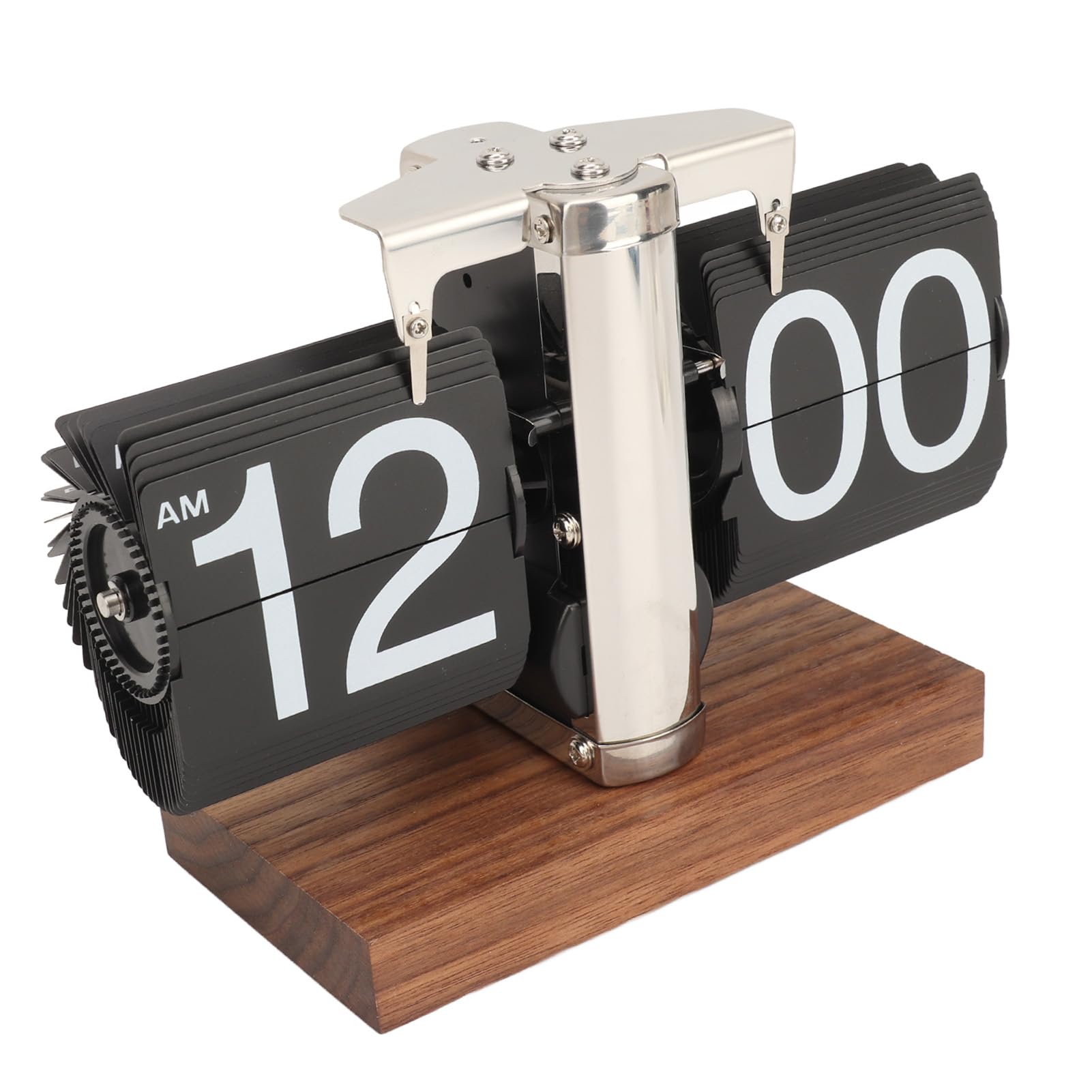 EVGATSAUTO Vintage Retro Auto Flip Down Uhr Große Zahl Batteriebetriebene Mechanische Schreibtischuhr mit Drehknopf für Home Office