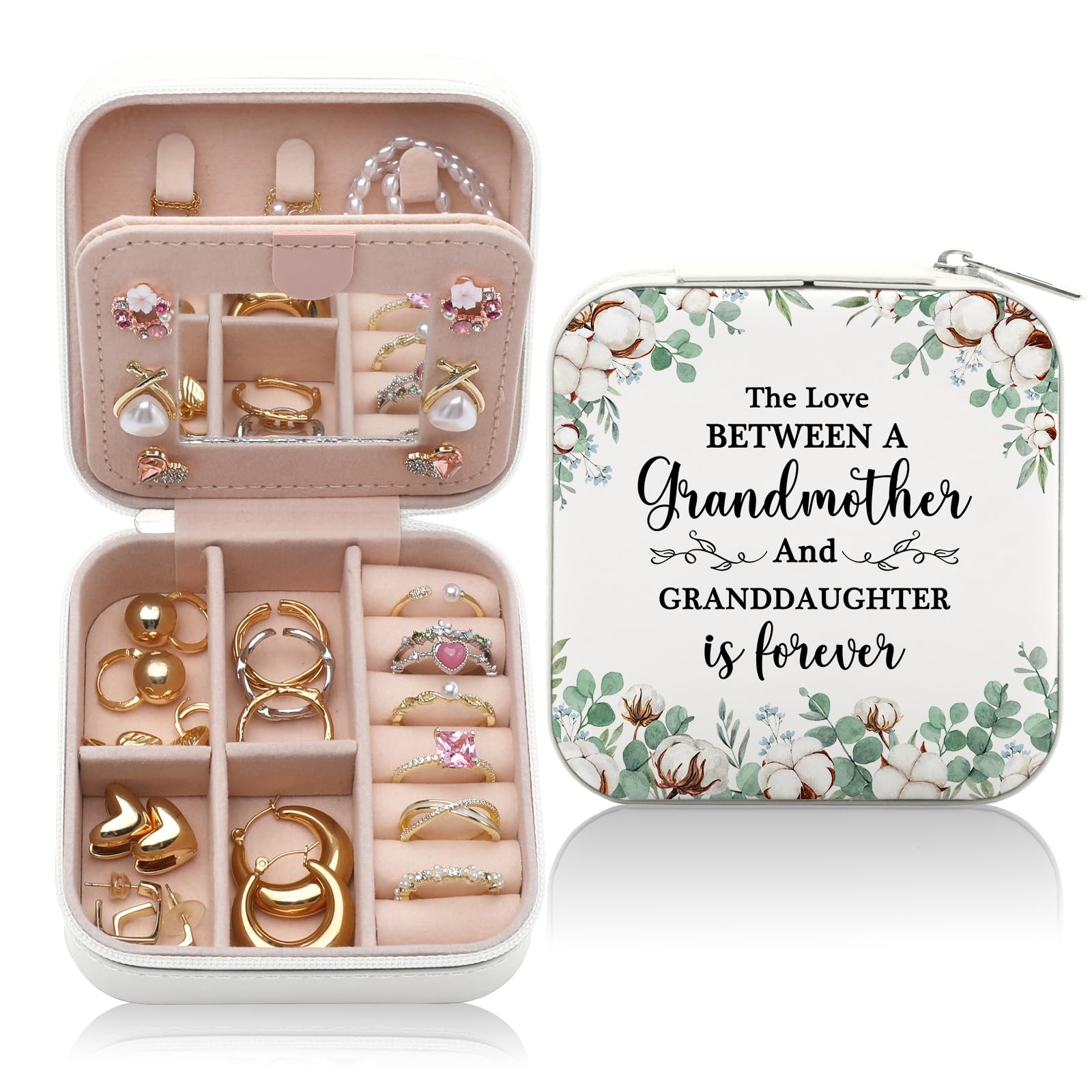 Grandma and Granddaughter Gift Jewelry Box, Grandma Gifts from Granddaughter, Granddaughters Gifts from Grandmother, Best Unique Birthday Christmas Gift for Grandmother Granddaughters Jewelry Case