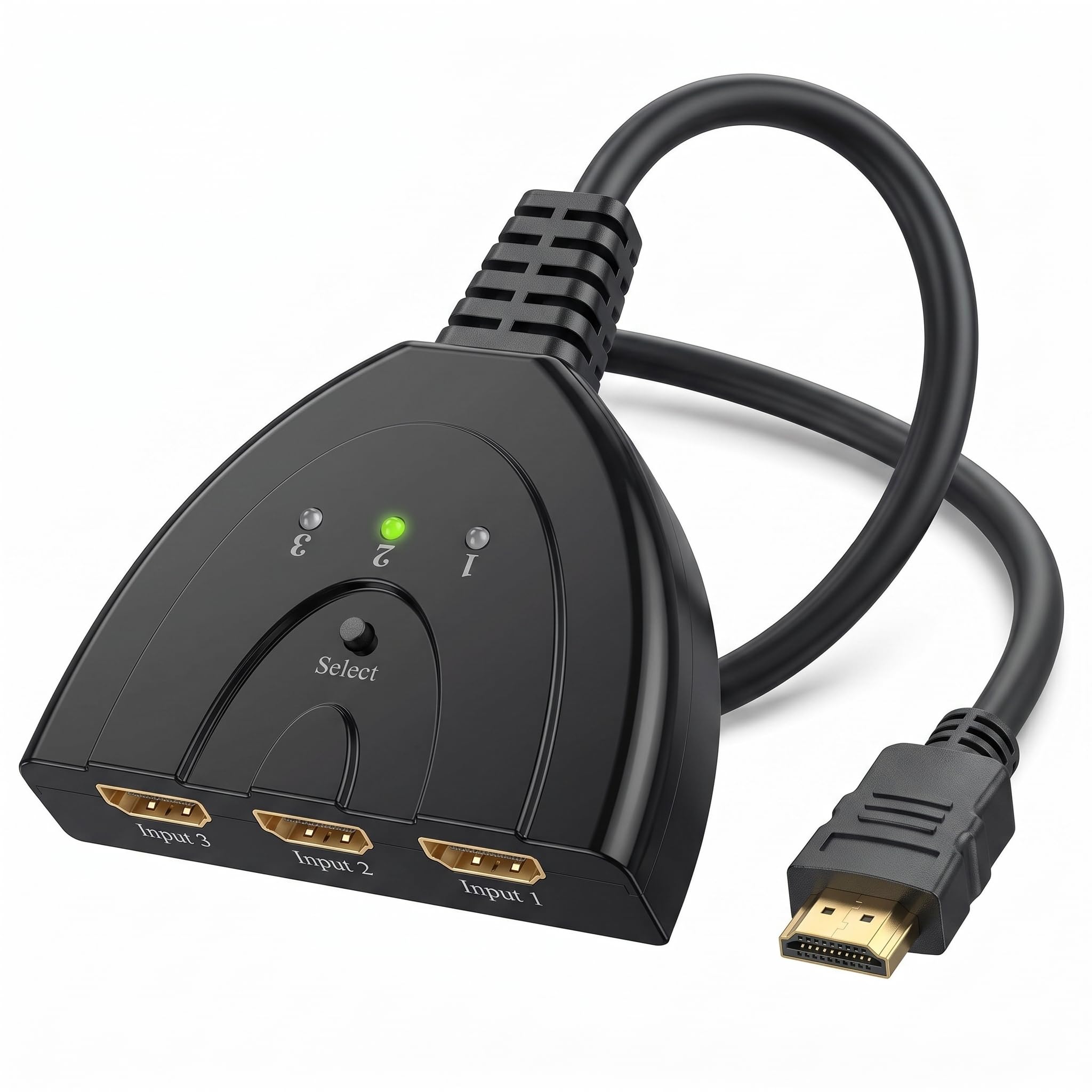 HDMI Switch 3 Eingänge 1 Ausgang, HDMI Splitter 3 in 1 Out 4K UHD Verteiler für PS5/PS4/Xbox/Switch/PC/Laptop/Blu-Ray Player/TV/Projektor, 3 Geräte auf 1 Monitor, Stabile Signalübertragung