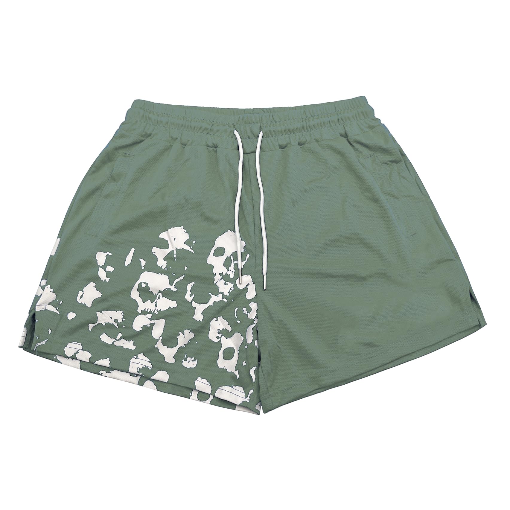 DIOTSR Mens Graphic Print Shorts Cool Mesh Basketball Shorts Casual Flat Front Shorts Summer Drawstring