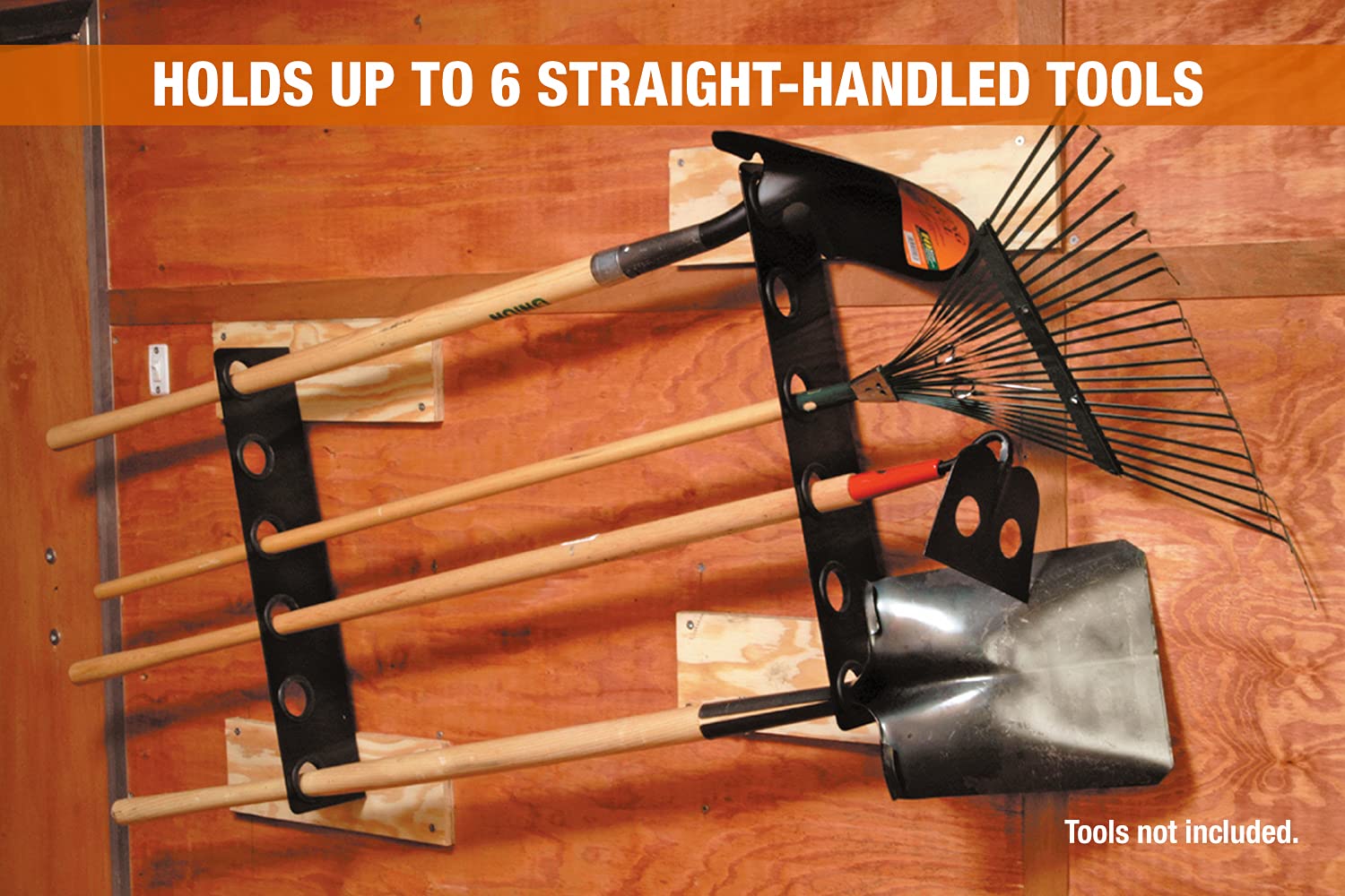 Buyers Products LT37 Hand Rack for Enclosed Landscaping Truck Trailers & Garage or Shed Walls Holds 6 Tools for Shovels Rakes - Image 2