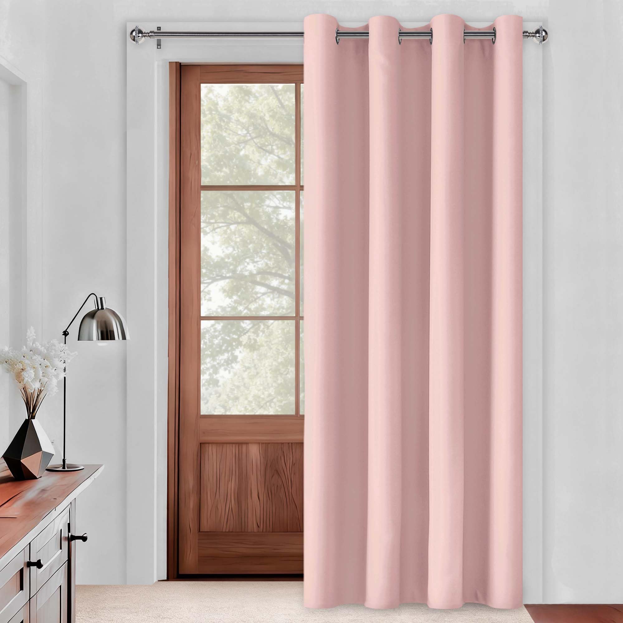 DWCN Blackout Door Curtain with Eyelet, Pink, 52 X 70 (1 Panel) Inch Thermal Insulated Noise Reducing Super Soft Room Divider Window Treatment for Living Room Bedroom Sliding Glass