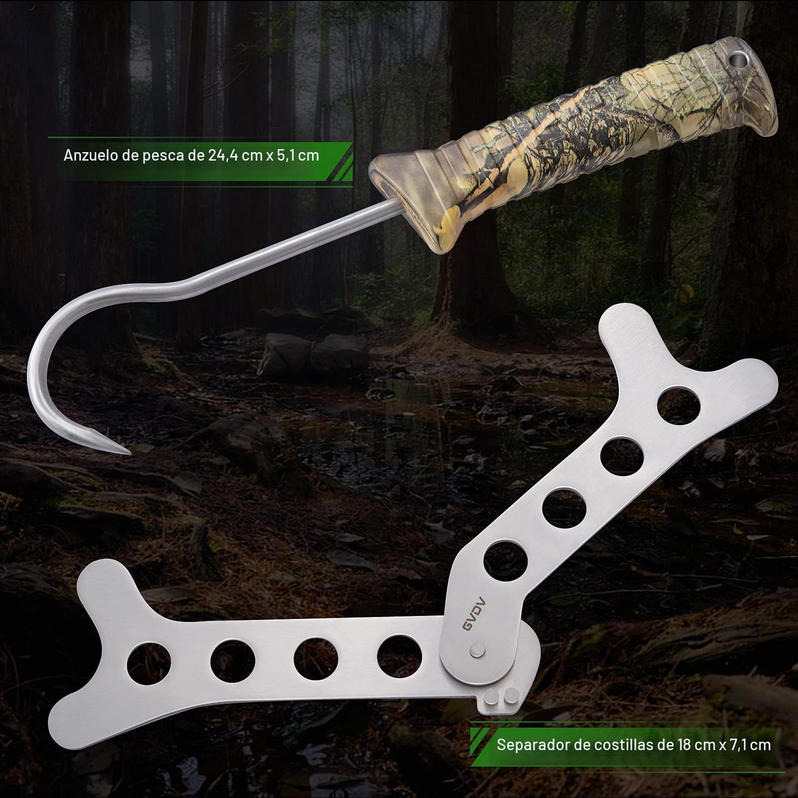 GVDV 14 Piezas Juego de Cuchillos de Caza, Cuchillo Desollador con Gancho para el Intestino, Cuchillo de Capa, Hacha, Sierra para Madera/hueso y Más