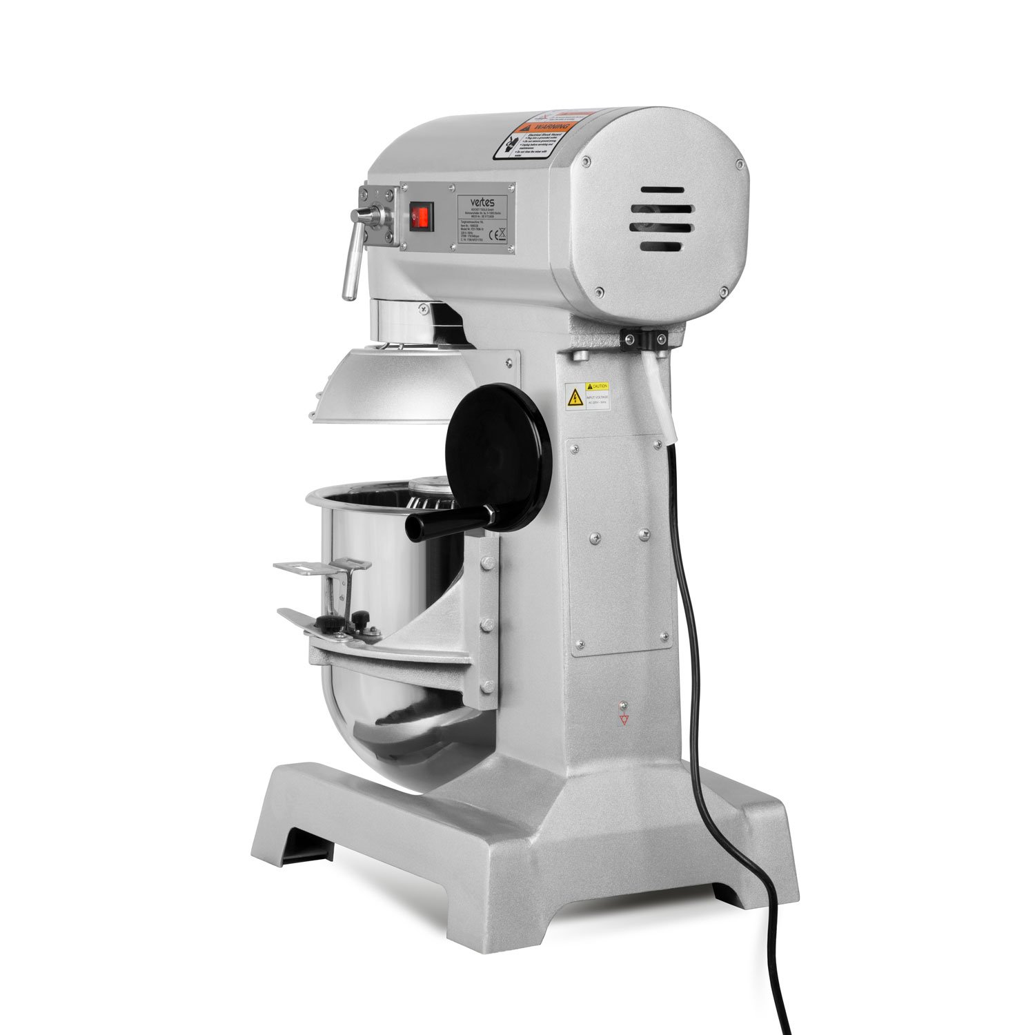 vertes Professionelle Teigknetmaschine Knetmaschine Teigmaschine mit Planetenrührwerk, 10L Kapazität, Edelstahl Rührschüssel, Rührblatt, Knethaken und Schneebesen, 2 Stufen 170 und 340 U/min