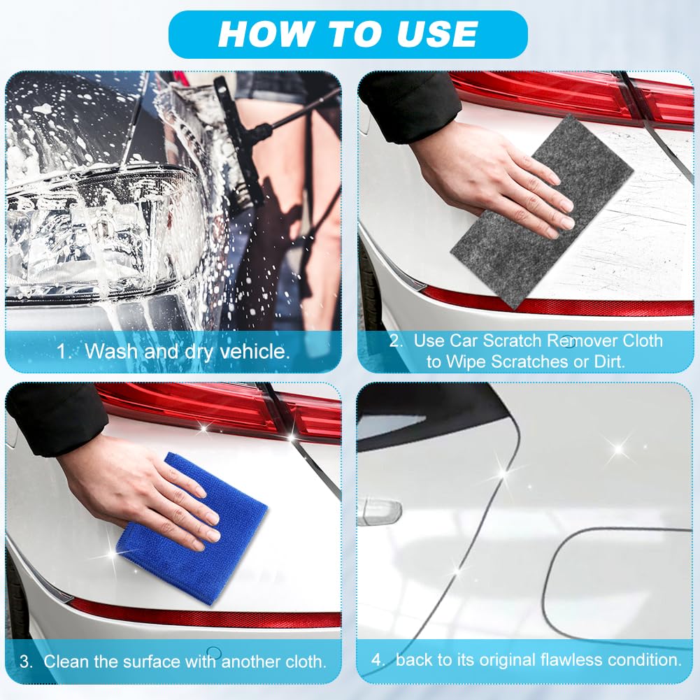 4-Pack Nano Sparkle Cloth For Car Scratches - Scratch Remover Magic Cloth, Universal Use