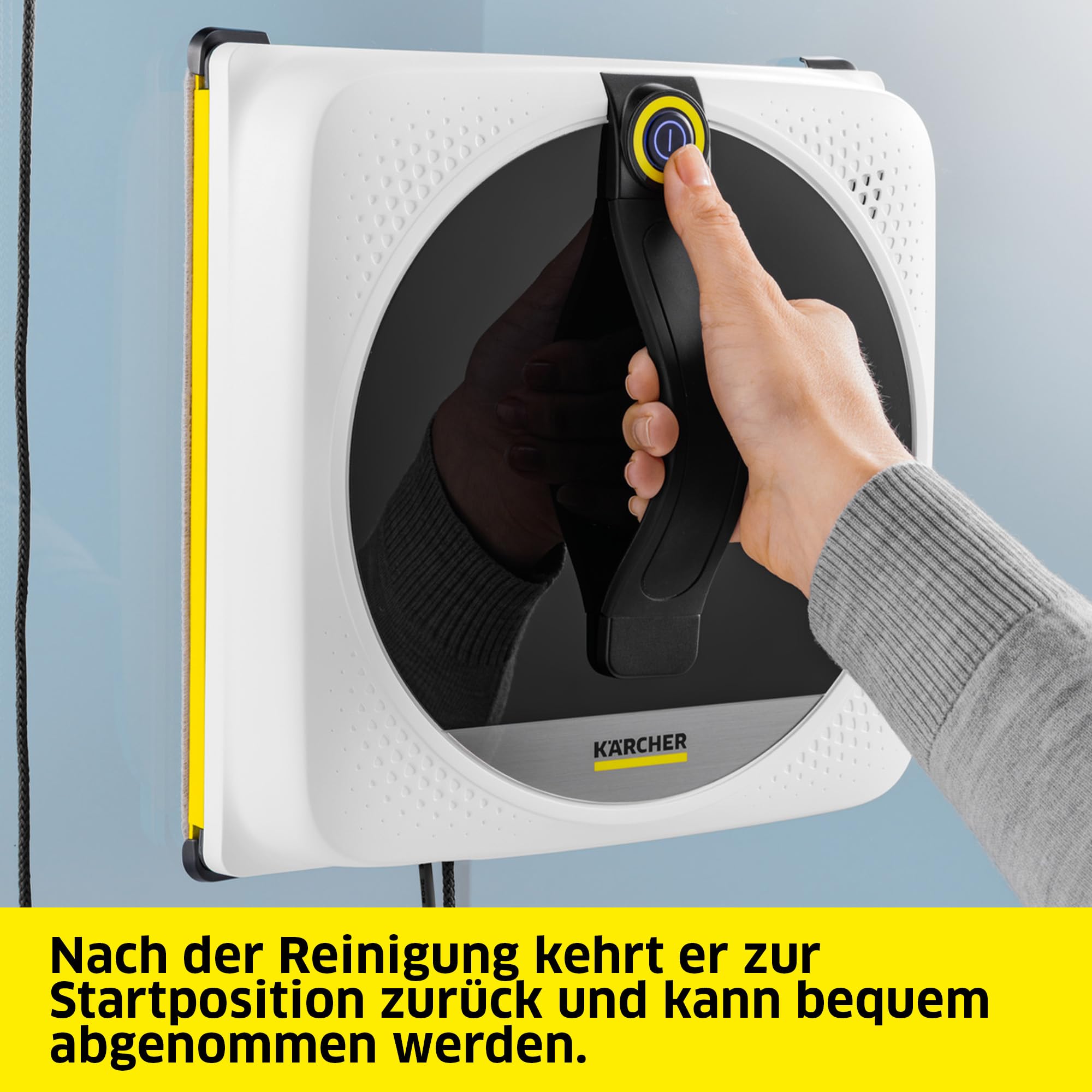 KÄRCHER Fensterputzroboter RCW 4, automatische Fensterreinigung, mit Sicherungsseil und Notversorgungs-Akku, 2,5 min/m², Tank: 150 ml, 5 Reinigungsmodi, Kabel: 5 m, 3 Paar Wischbezüge