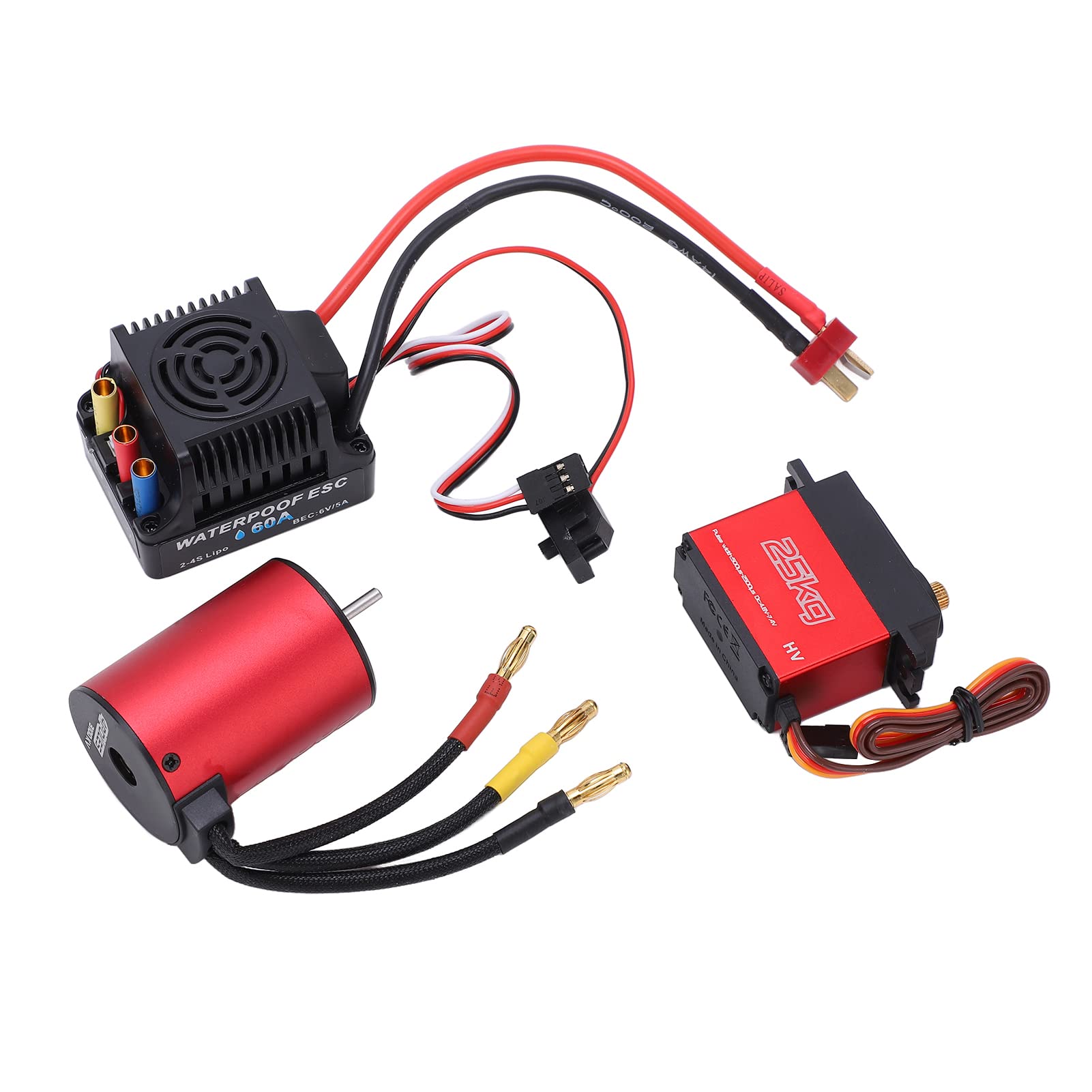 Generic Wodoodporny Silnik Bezszczotkowy 3100KV ESC Servo Combo do Samochodu RC, Trwały i Przenośny Zestaw do Modeli 1/8 1/10