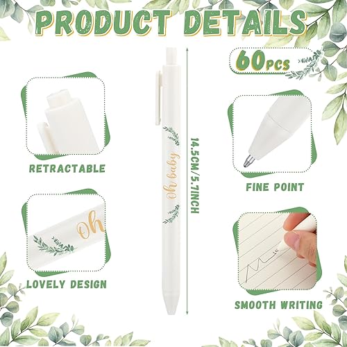 Miniatura 2 de Kisston 60 bolígrafos de baby shower, regalos de fiesta a granel para invitados, niñas, niños, juegos neutros de revelación de género, premios de