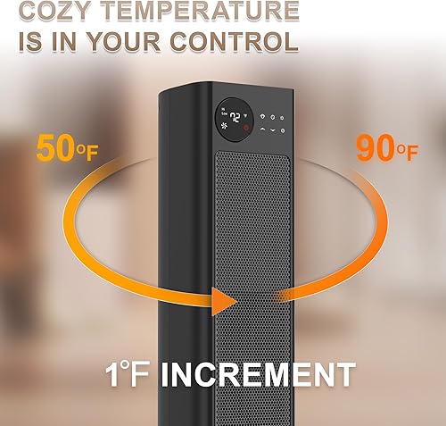 Miniatura 7 de 30" Tower Space Heater with Oscillation Child Safety Lock 12H Timer Remote Control Overheat & Tip-Over Protection 1500W Electric Heater for Large