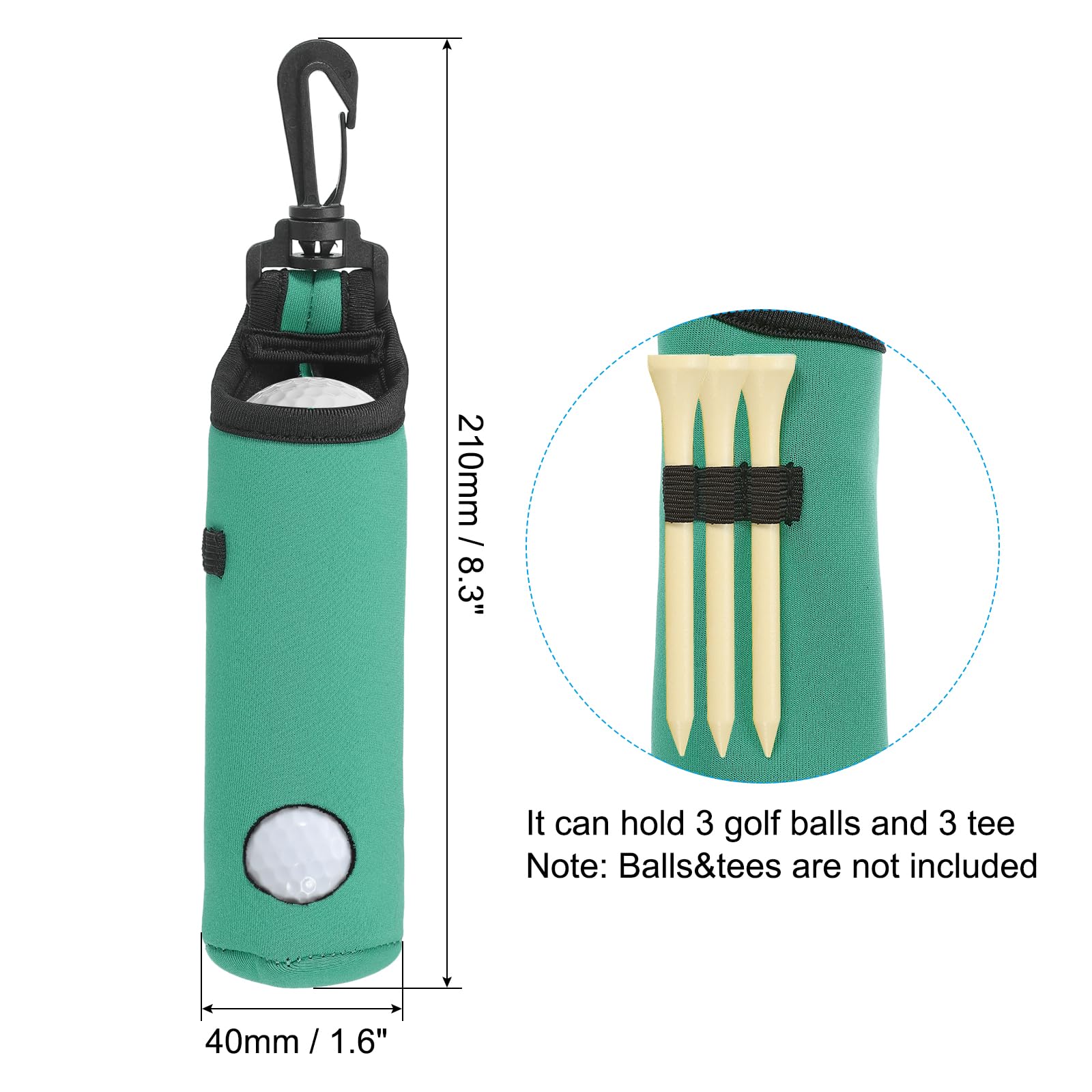 PATIKIL Golf Ball Carry Bag, Golf Tee Holder Pouch Portable Neoprene Golf Ball Holder with Clip for Men and Women Storage Lake Blue - Image 2