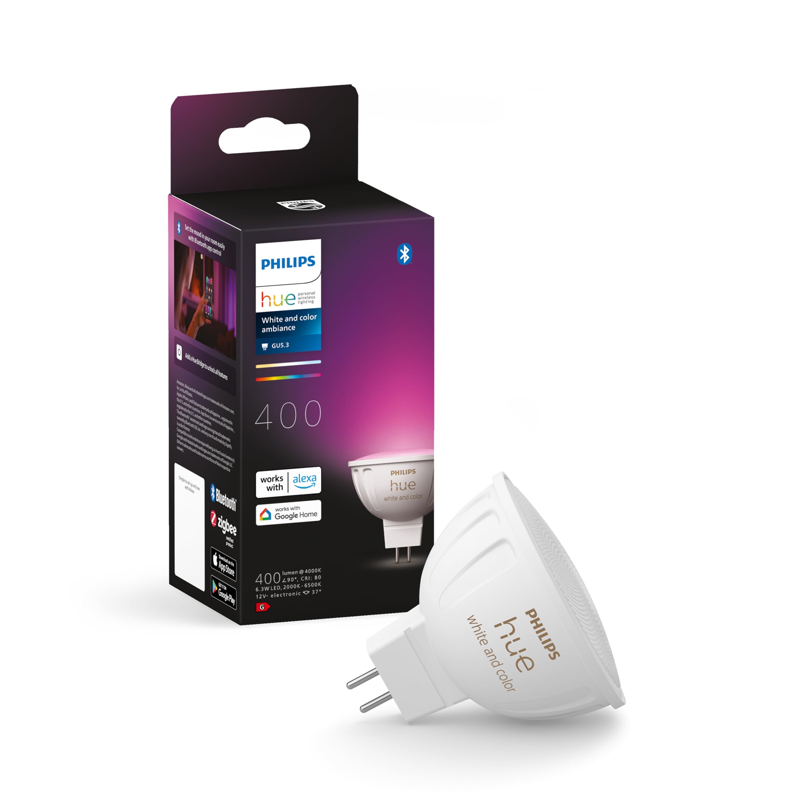 Philips Hue GU5.3 Spot 1-Pack - White and Coloured Light Philips Hue GU5.3 Spot 1-Pack - White and Coloured Light