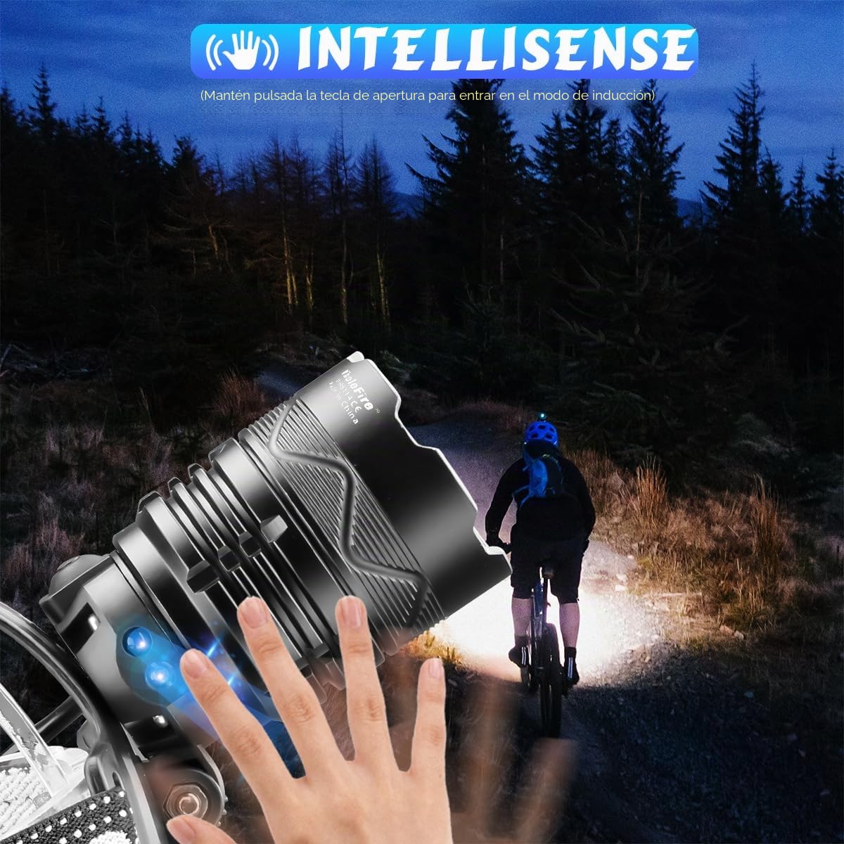 Linterna frontal LED recargable de 20000 lúmenes, linterna frontal súper brillante con 3 modos de luz y sensor de movimiento, linterna frontal ajustable e impermeable de 90° para camping