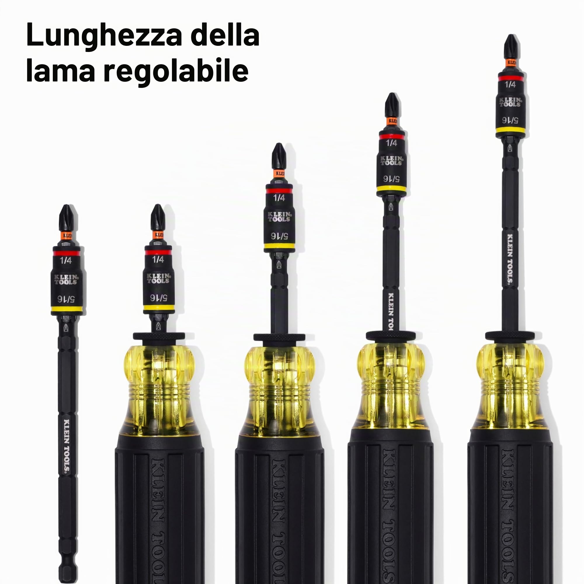 Klein Tools Cacciavite 32304, cacciavite regolabile 14 in 1 con presa a ribalta, driver e punte HVAC, resistente agli urti