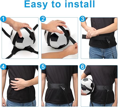 Vista 19 de Coolrunner Entrenador de cinturón de fútbol - Ayuda de práctica para niños, se adapta a pelotas de tamaño 3, 4 y 5 Negro